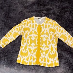 J.Crew Medium mustard and white 3/4 sleeve cardigan.